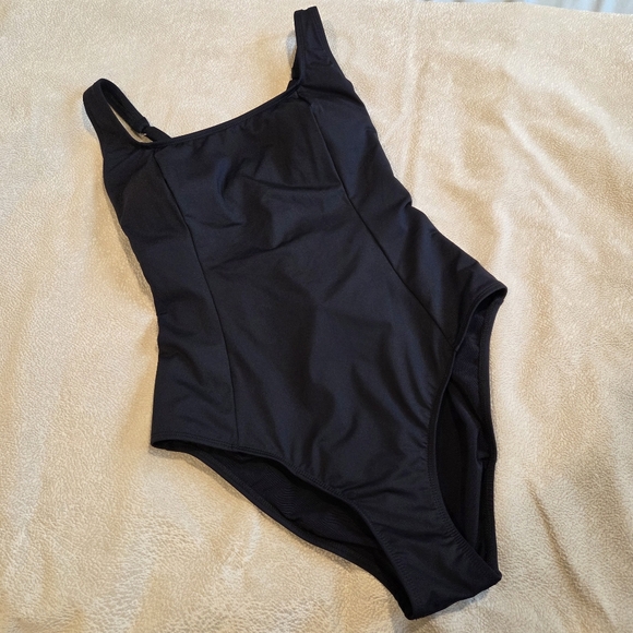 CUPSHE Reverie Land Square Neck Slim & Sculpt One Piece, Black Large - Picture 1 of 8